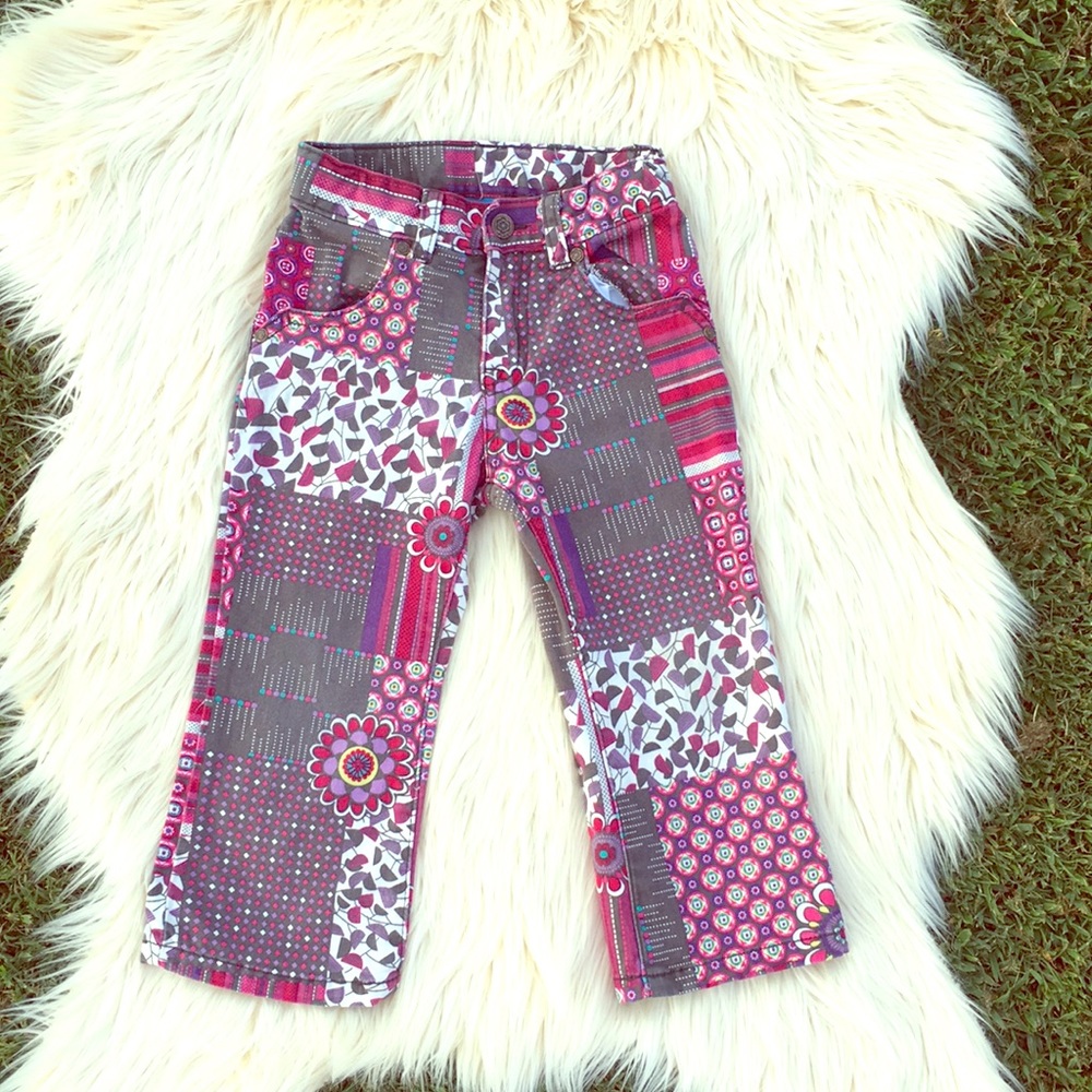 The Children's Place Pink and Gray Patchwork Floral Jeans